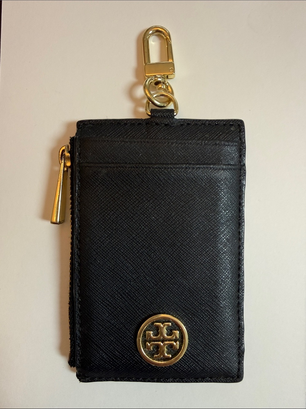 Tory Burch Black Card Holder with Gold Hardware